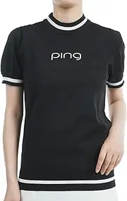 PING APPAREL(ピン アパレル) Pin Apparel 622-4272800 Women's Short Sleeve High Neck Knit (Absorbent, Quick Drying, UV Protection), Golf,