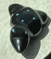 Zuni Black Frog Fetish by Leland Boone *NEW* Marble 7547