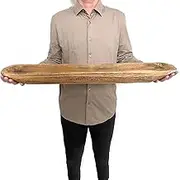 Wooden Dough Bowl Decor, Vintage Wooden Bowl Hand Carved Home Decor for Dining Table Center, Living Room, Kitchen Decor. (30inch Brown)