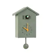 Cuckoo Wall Clock,Cuckoo Bird Voices Call, Design Clock Pendulum, Bird House, Wall Art Home Living Room Kitchen Office Decoration (Green)