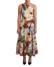 Dolce & Gabbana Floral Print OneShoulder Midi Dress Women Multicolor Dresses