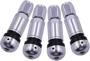 4 Pieces Bolt in Tire Valve Stem Caps Tubeless Wheel TPMS Valve Stem with Dust Caps Aluminum Alloy, Professional Replacement