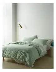 [Vue] Stonewashed Cotton Quilt Cover Set in Pistachio