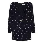 [Alessandra Rich] Alessandra Rich Bow-print Mini Dress 40 IT BLUE/WHITE