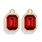 MYJS Octagon Bezel Mix Charms With Ruby Swarovski Crystals Gold Plated