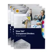 3x Marbig Pro PP 10-Tab Coloured A4 View Tab Binder Dividers Indices Organiser