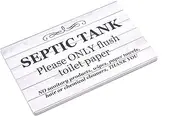 Septic Tank Sign - Adhesive Plaque, Ideal for You Bathroom, Toilet, Loo, W.C, Printed on a Light Foamex Board. Make Sure They only Flush What They Should. (White)