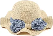 [Bamery] Baby Girl Straw Hat Toddler Summer Beach Hats with Bowknot Sun Protection Hats for Kids Girls