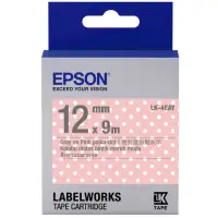 在飛比找momo購物網優惠-【EPSON】標籤帶 粉紅白點底灰字/12mm(LK-4EA