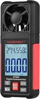 HT605 LCD Digital Anemometer Thermometer Handheld Wind Speed Meter Temperature & Humidity Meter Air Velocity Temperature Tester 2.2-inch Display Air Flow Meter Hygrothermograph with