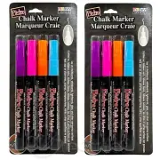 (8-PACK) Marvy Uchida Bistro Fine Point Dustless Color Chalk Markers Fluorescent