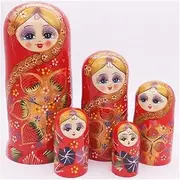 Nesting Dolls Russian Nesting Dolls 10-Piece Strawberry Paint Matryoshka Souvenir Nesting Dolls for Handmade Creative Educational Toys Cute and Fun Gift (Color : Red)