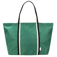 在飛比找momo購物網優惠-【agnes b.】條紋織布鐵環尼龍肩背包(綠)