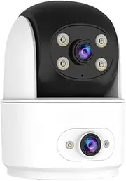 AI Home Security Camera Indoor – Dual Lens 1080P HD, Pan Tilt 310°/115°, Motion & Human Detection, Night Vision, 2-Way Audio, Siren, App Control, Baby/Pet Monitor – Local & Cloud Storage