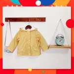 波點黃色夾克,防水防風,棉氈襯裡,適合 1-6 歲兒童夾克