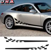 Black Racing Flag Checker Side Skirt Stripe Vinyl Decal Stickers For Porsche 911 (for: Honda Civic)