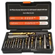 18Pcs Screw Extractor and Left Hand Drill Bit Set, Easy Out Broken Bolt Remo...