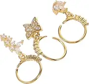 [CONGARTENO] Elegant Nose Studs for Women 3pcs Rhinestone Butterfly Pearl Nose Rings Fashion Jewelry