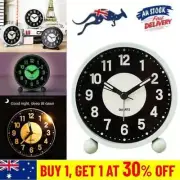 Silent Bedside Alarm Clock Non~Ticking Glow-in-the-Dark Bedroom Clock AU
