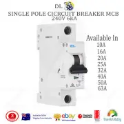 DL 1 Pole Circuit Breakers MCB 6kA(10A,16A,20A,32A,40A,50A,63A)AUSSIE APPROVED