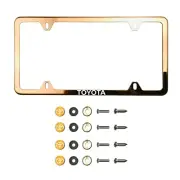 Fit Toyota Laser Etching Stainless Steel RoseGold Slim License Frame w/Metal Cap