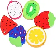 SECFOU 6Pcs Creative Fruit Shaped Erasers for Assorted Patterns Stationery Supplies Soft for Art Drawing Prizes Collectibles