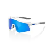 100% Speedcraft XS Sunglasses Matte White with Blue Mirror Lens