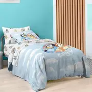 [Saturday Park] Bluey and Bingo Rainbow Clouds Full Bed Set - 7 Piece 100% Organic Cotton Bedding with Duvet Cover and Sheets - GOTS & Oeko-TEX Certified