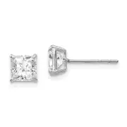 14K White Gold Madi K 5mm Square Cz Post Earrings