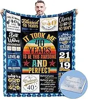 40th Birthday Gifts for Men, Mens 40th Birthday Gift Blanket with Gift Box, 40 Year Old Gifts for Men, Birthday Gifts for 40 Year Old Men, 40th Birthday Decorations for Men, 50*60