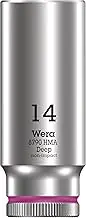 Wera 05004511001 HMA Deep HMA Deep 1/4-Inch Socket, 14,0 mm, Pink