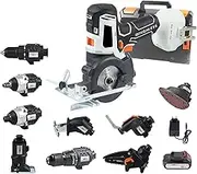 Cordless Power Combo Kit, 10-in-1 Multi-Functional Woodworking Tool Set, 4.0Ah Battery & Tool Box with Reciprocating Saw, Jigsaw, Circular Saw, Chainsaw, Oscillating Tool, Screwdriver, Impact Drill