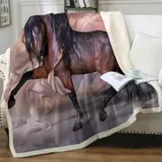 Noble and Graceful Brown Horse and Doves Throw Blanket