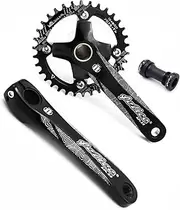 Bike Crankset, Mountain Bike Hollow Integrated Crankset 170mm 104BCD Aluminum Alloy MTB Crank Arm Set 32T/34T/36T Narrow Wide CNC Chainring with BB