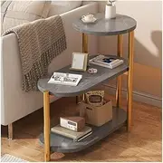 Narrow End Table, Faux Marble Sofa Side Table 3-Tier Bedside Table Nightstand Small End Table with 3-Layer Open Storage Shelves(Gray 1,Small)