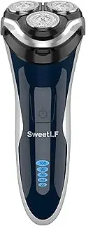 Electric Razor for Men, SweetLF 100% Waterproof Electric Shaver, Type C Rechargeable, Wet & Dry Rotary Shavers for Men with Pop up Trimmer, Corded and Cordless, Navy Blue