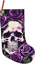 YANYU Many Purple Rose Skull Print 18in Christmas Stocking Xmas Tree Stocking Christmas Decor Party Gift Stocking