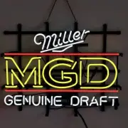 MGD Genuine Draft Glass Neon Light Sign Beer Bar Wall Lamp Custom 19"x15"