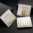 Geometric Hypoallergenic Butterfly Heart Stud Earrings Set Piercing Jewelry