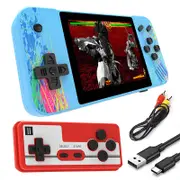 3.5inch Screen Retro Handheld Game Console 800 Classic FC Games Support to TV Output-Two Players-Blue