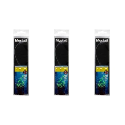 3x Mustad Hand Tied Snelled Rigs with 90234NPNR Long Shank Hooks