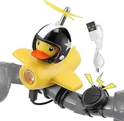 Duck Bike Bell - Small Bike with Headlight, Night Driving Headlight Bell | Speaker Electric Vehicle Social Duck Headlight USB Charging, Small Yellow Duck Breaking