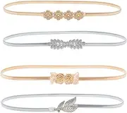 [HaoPiDai] Brand Gold Belts For Women Dress Skinny Luxury Elastic Waist Metal Chain By Designer