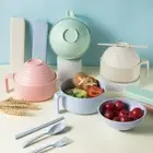 Cereal Bowl with Lid Noodles Soup Wheat Straw PP Salad Bowl Microwave Tableware