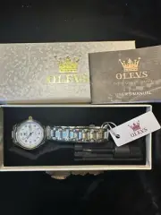 Olevs Women's Watch Gold Silver Two Tone Day Date - Brand New In Box Tags Paper