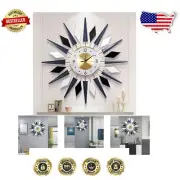 Large 28-Inch Art Deco Wall Clock - Silent Metal Decor for Elegant Living Rooms