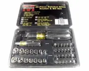 40 Piece Ratchet Drive Socket & Bit Set, Reversible Ratcheting Driver #54220