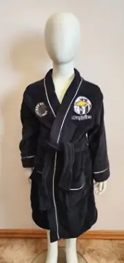 Collingwood Magpies AFL Boys Black Mascot Fleece Dressing Gown Size 3 New