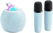 xioaue Portable Bluetooth Karaoke Speaker Outdoor Portable Color Ambient Light Home Karaoke Music Center Sound System Blue