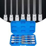7 Pcs Torx Star Bit Socket Set 110mm Extra Long 3/8 Inch Drive T25-T60 Adapter